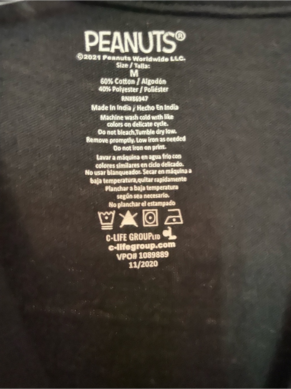 Peanuts Black Tee with Colorful Character Crosswalk - Picture 2 of 5